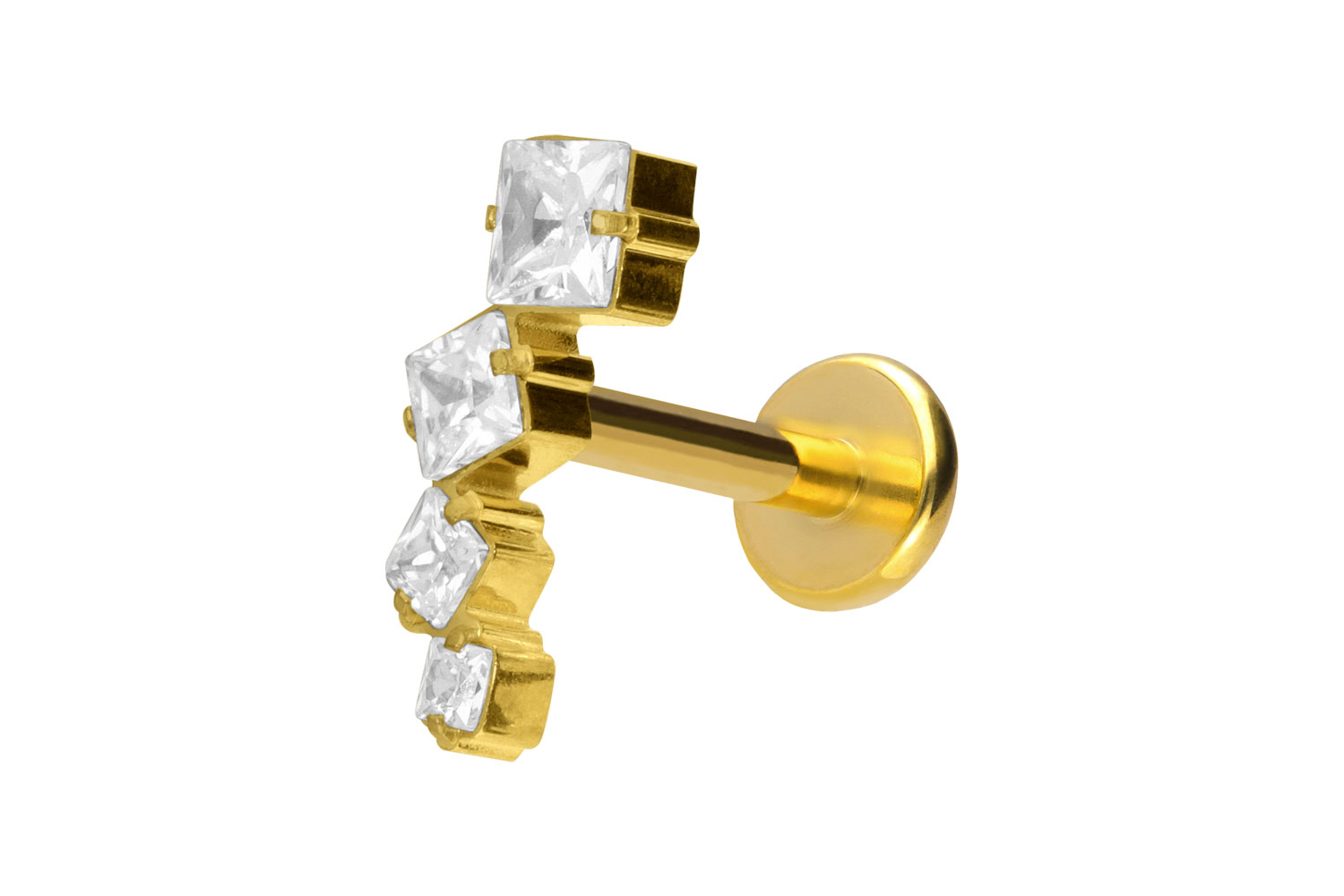 Titan Labret Piercing mit Push Fit KRISTALLBOGEN
